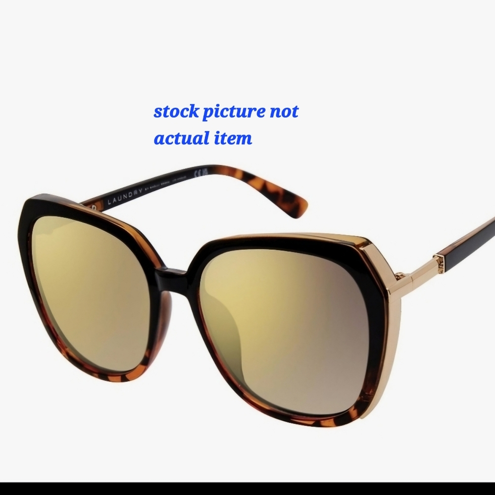 Laundry By Shelli Segal Hexagonal Black Sunglasses - Picture 9 of 10